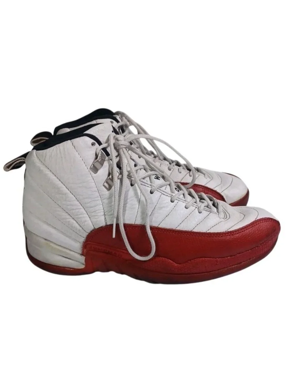 Men's Size 8.5 Air Jordan 12 Retro Cherry Red White Leather Basketball Sneakers
